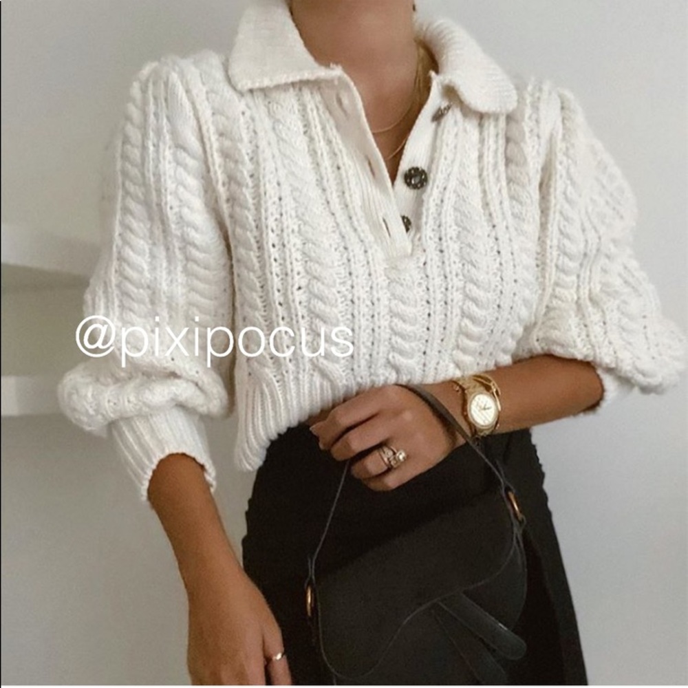 NWT ZARA Jewel Button Chunky Knit Sweater